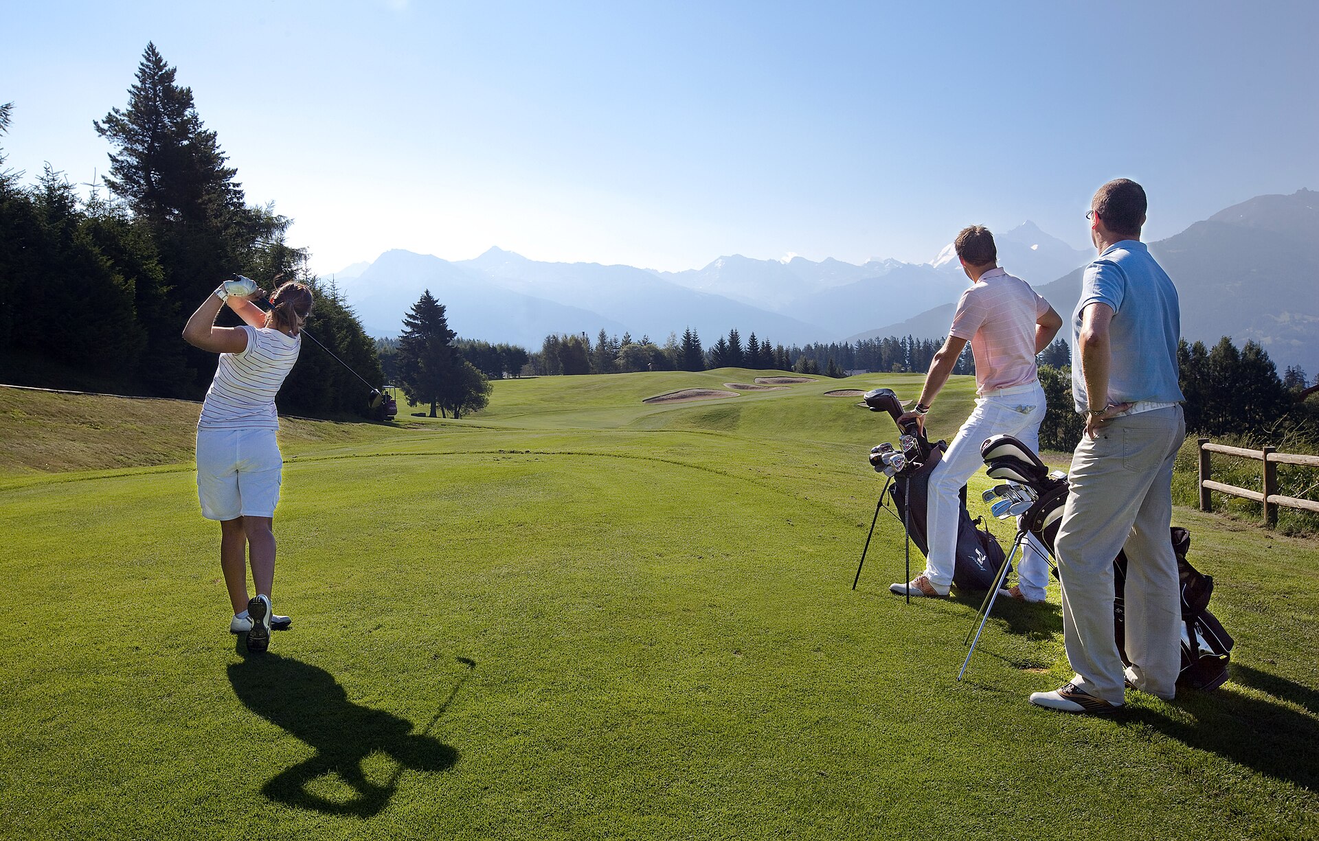 Crans-Montana golf course with alpine backdrop